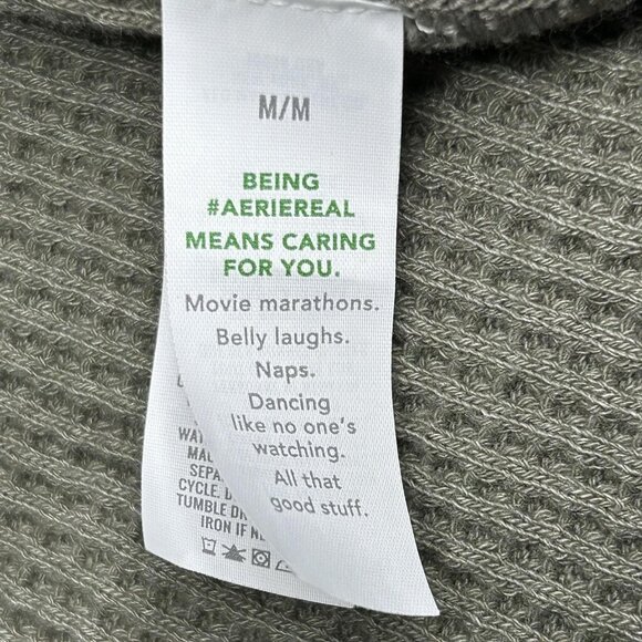 Aerie Lumberjane Shirt Womens M Sage Green Waffle Knit Button Front Shacket - Picture 5 of 12